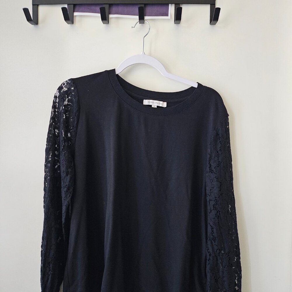 Rose + Olive women lace sleeve cotton blouse (Size XL)